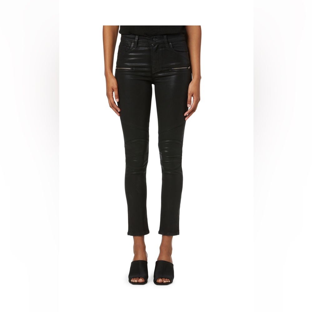 Hudson jeans skinny coated black style Barbara moto. Used once. Size 29